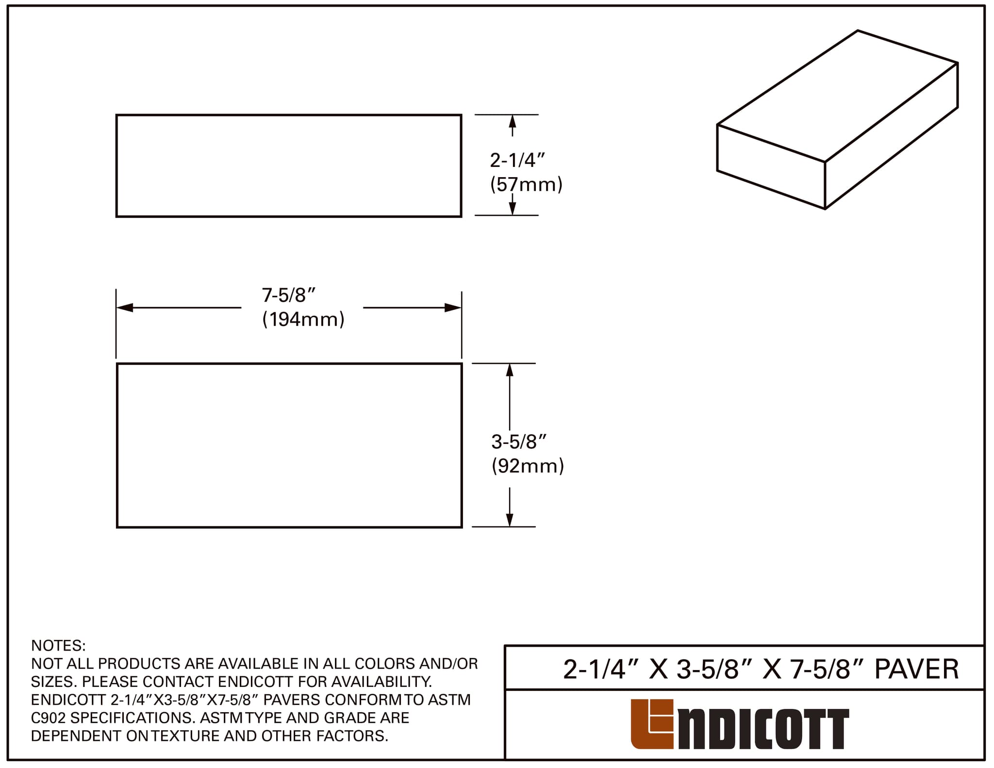 2-1/4" X 3-5/8" X 7-5/8"