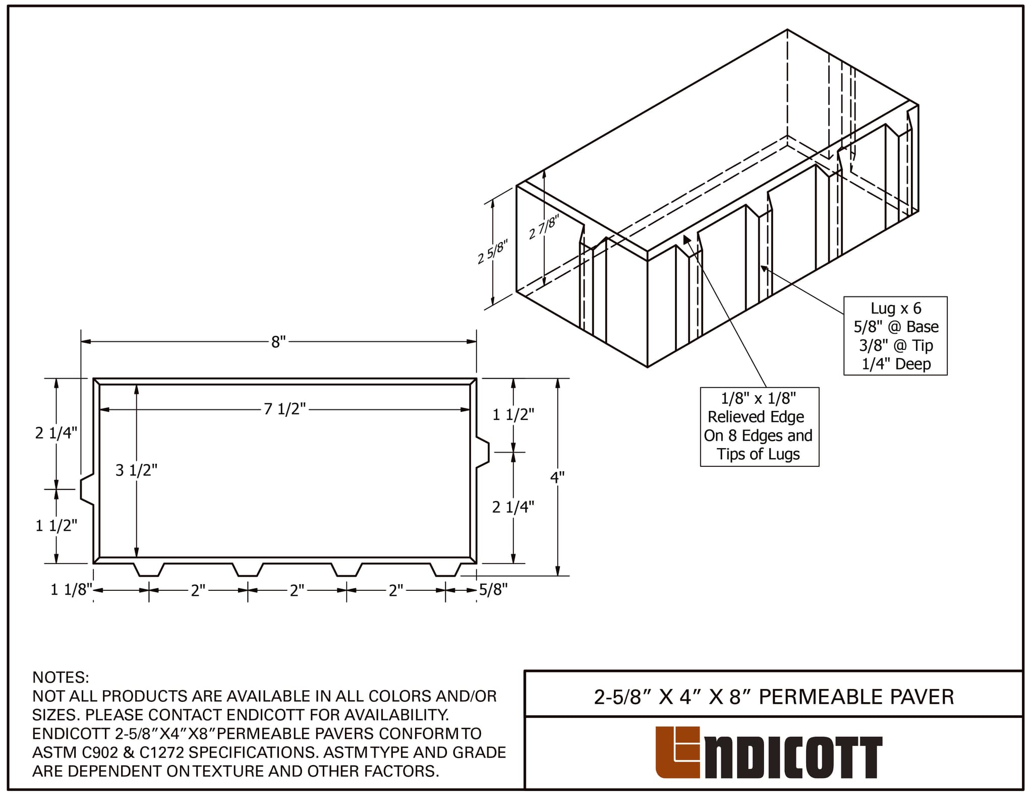 2-5/8" X 4" X 8" Permeable
