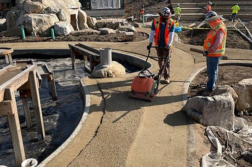 Use a vibrator plate compactor when needed.