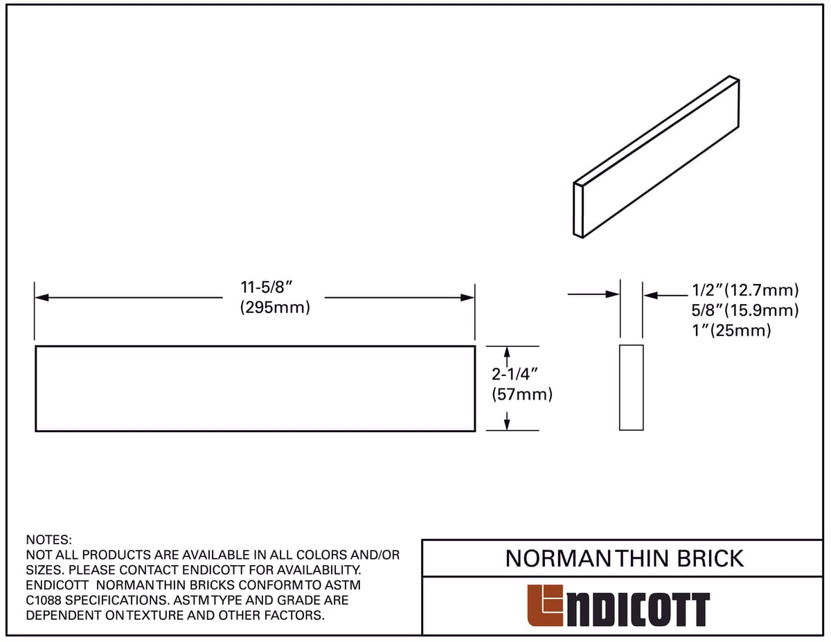 Drawing image of a Norman Thin Brick
