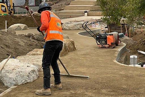 Hand raking Endicott Pathway Aggregate allows you to spread the aggregate by hand.